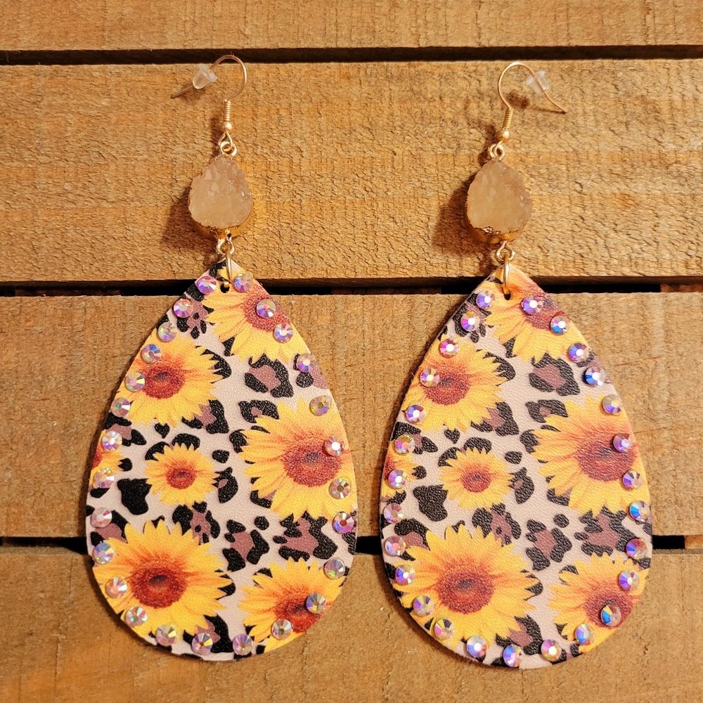 Large Sunflower Boutique Earrings